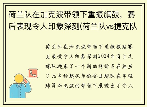 荷兰队在加克波带领下重振旗鼓，赛后表现令人印象深刻(荷兰队vs捷克队波胆)