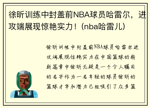 徐昕训练中封盖前NBA球员哈雷尔，进攻端展现惊艳实力！(nba哈雷儿)